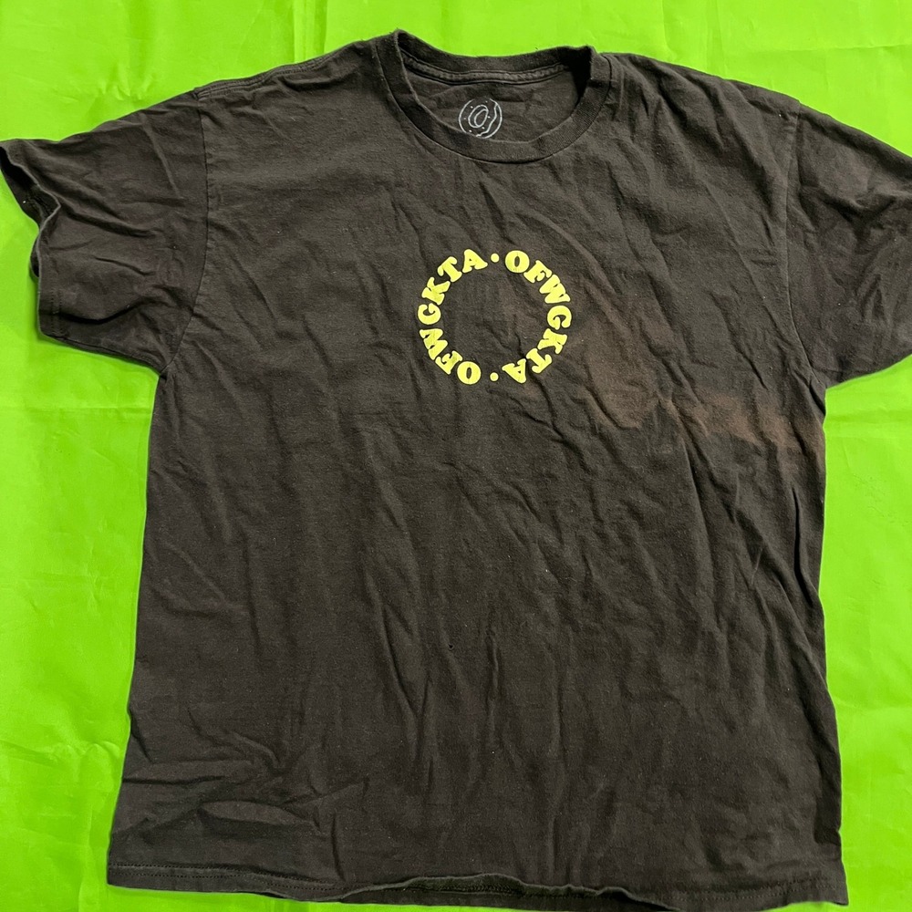 Odd Future OFWGKTA Donut Logo Graphic T-Shirt Mens Large Black Yellow Tyler